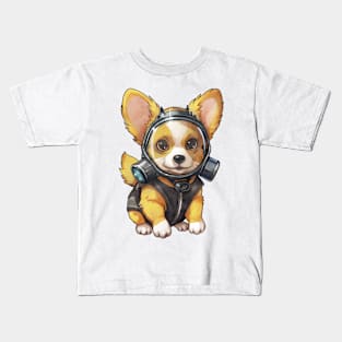 Pembroke Welsh Corgi Dog Wearing Gas Mask Kids T-Shirt